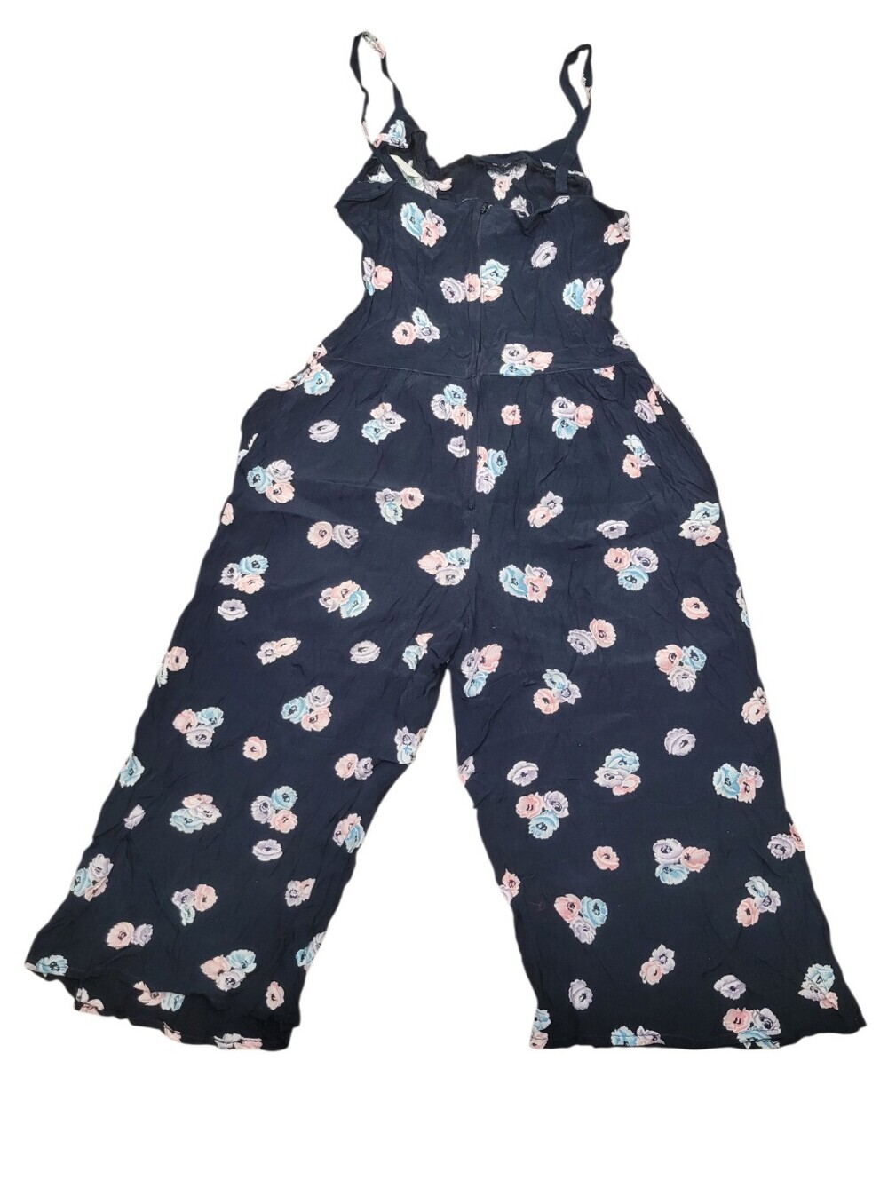 2/$20 Vintage 90s Black & Rose Pattern Jumpsuit Size: Small